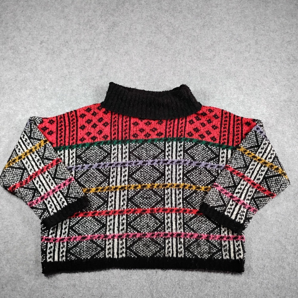 Album by Kenzo Vintage Made in Italy Wool Blend Mock Neck Geometric Sweater M
